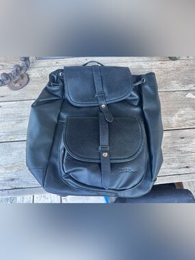 NEW Bella Russo Black Faux Leather Backpack